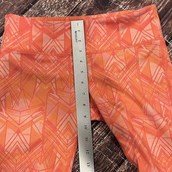 ALO Yoga Goddess Leggings Women Orange‎ Geometric Print Gray Ribbed Sz Medium - Picture 13 of 14